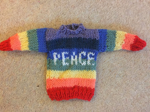Rainbow PEACE jumper for Barbie/Action Man